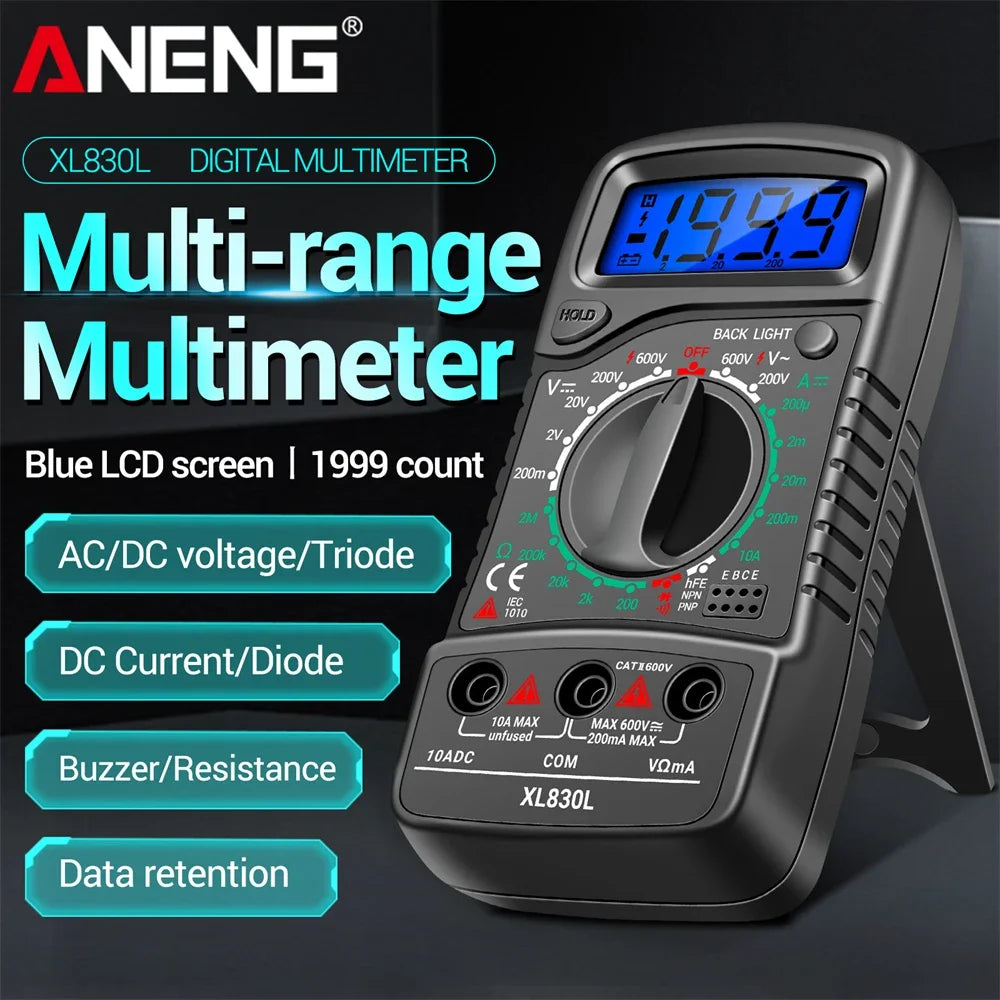 ANENG XL830L Handheld Portable AC DC Ammeter Voltmeter Ohm Voltage