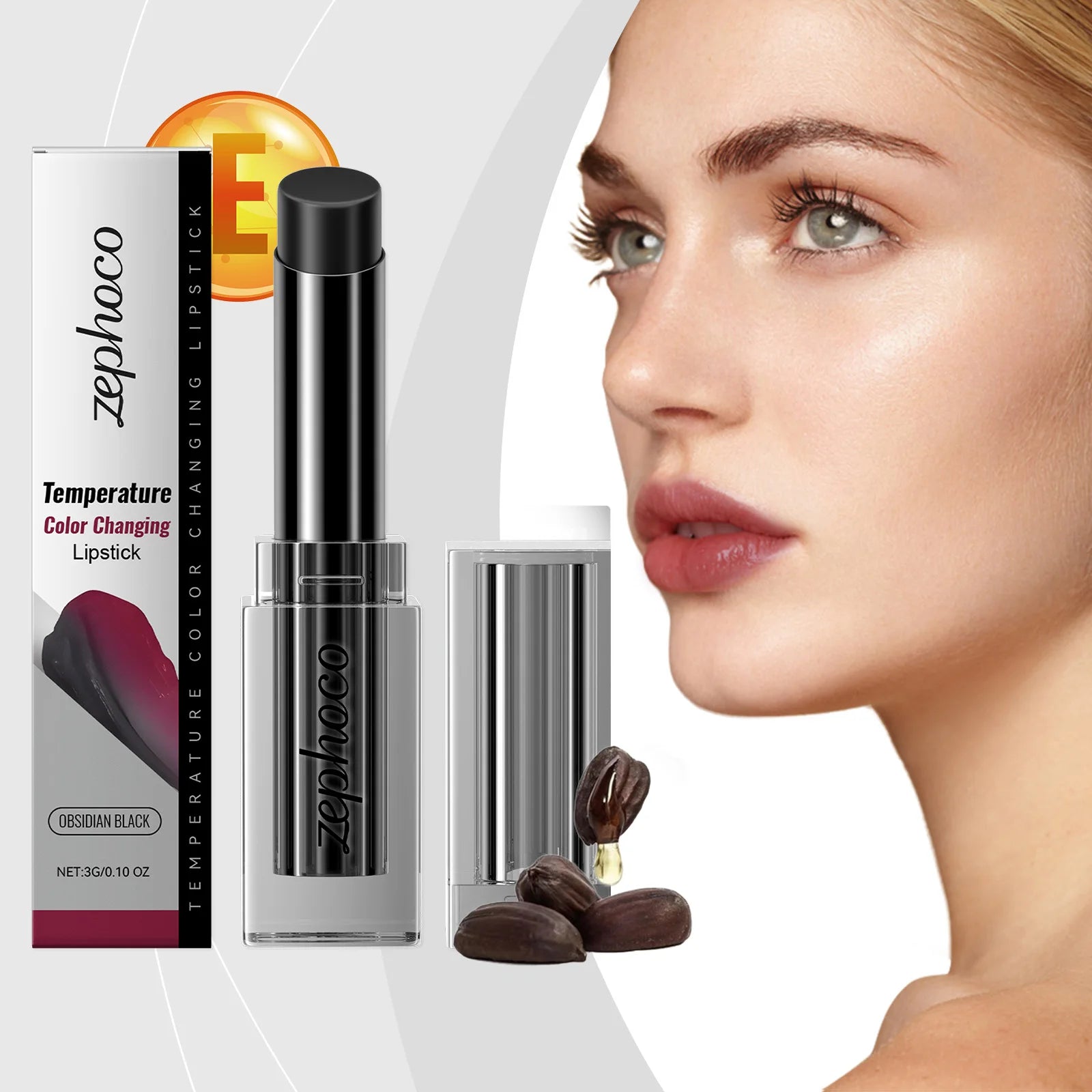 Obsidian Thermochromic Lipstick - Gentle, Moisturizing, Reduces Lip Lines, Protects and Softens Lips Zpaxo