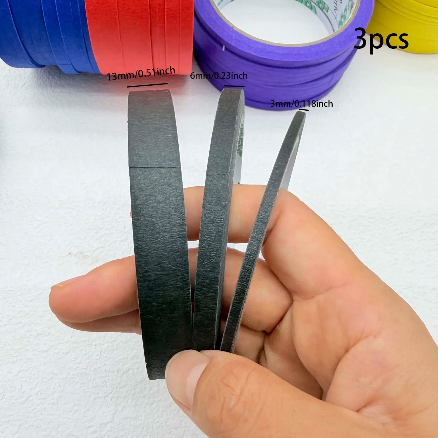 3/6 Rolls 3size Colorful Paper Masking Painters Tapes Painting Labeling Arts Crafts,Removal for Crafts, Labeling,DIY Decorative Zpaxo 3pcs black