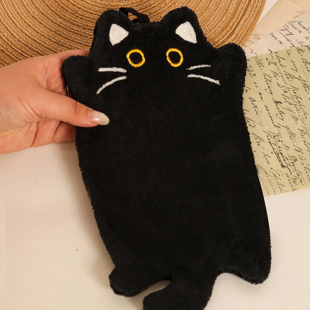 Cute Cat Hand Towel – Soft Coral Fleece Hanging Washcloth Decorative Hand Towel Zpaxo