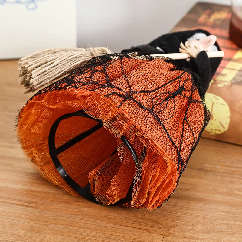 Halloween Broom Witch Exquisite Broom Puppet - Party Dress up - Horror and Cute Halloween Props for Indoor and Courtyard Zpaxo