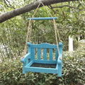 Outdoor wooden bird feeder automatic hanging pet chair feeder balcony villa garden bird feeding system Zpaxo Blue