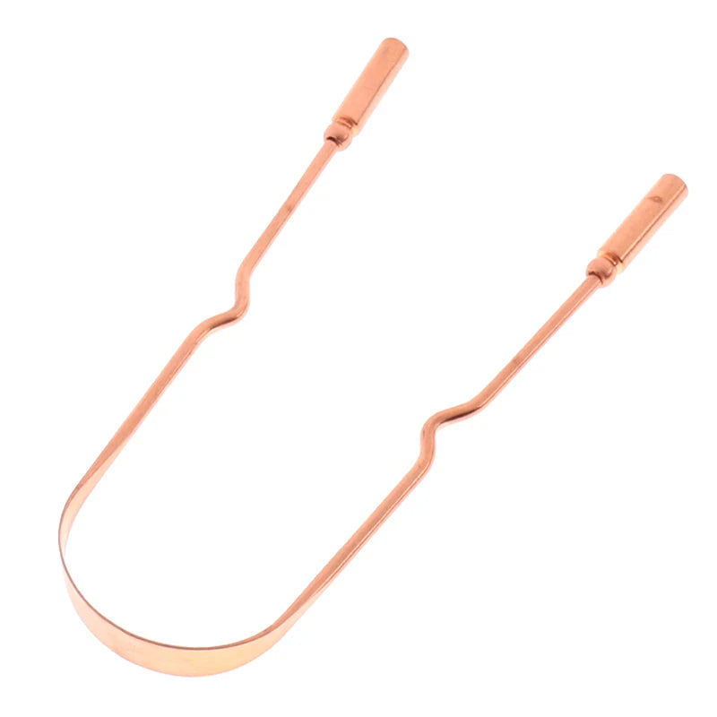 Pure Copper Tongue Scraper Oral Cleaner Brush Fresh Cleaning Hygiene Zpaxo