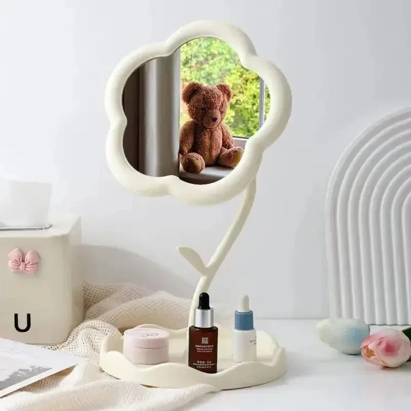 Cloud-shaped Desktop Makeup Mirror Storage Tray Adjustable Angle