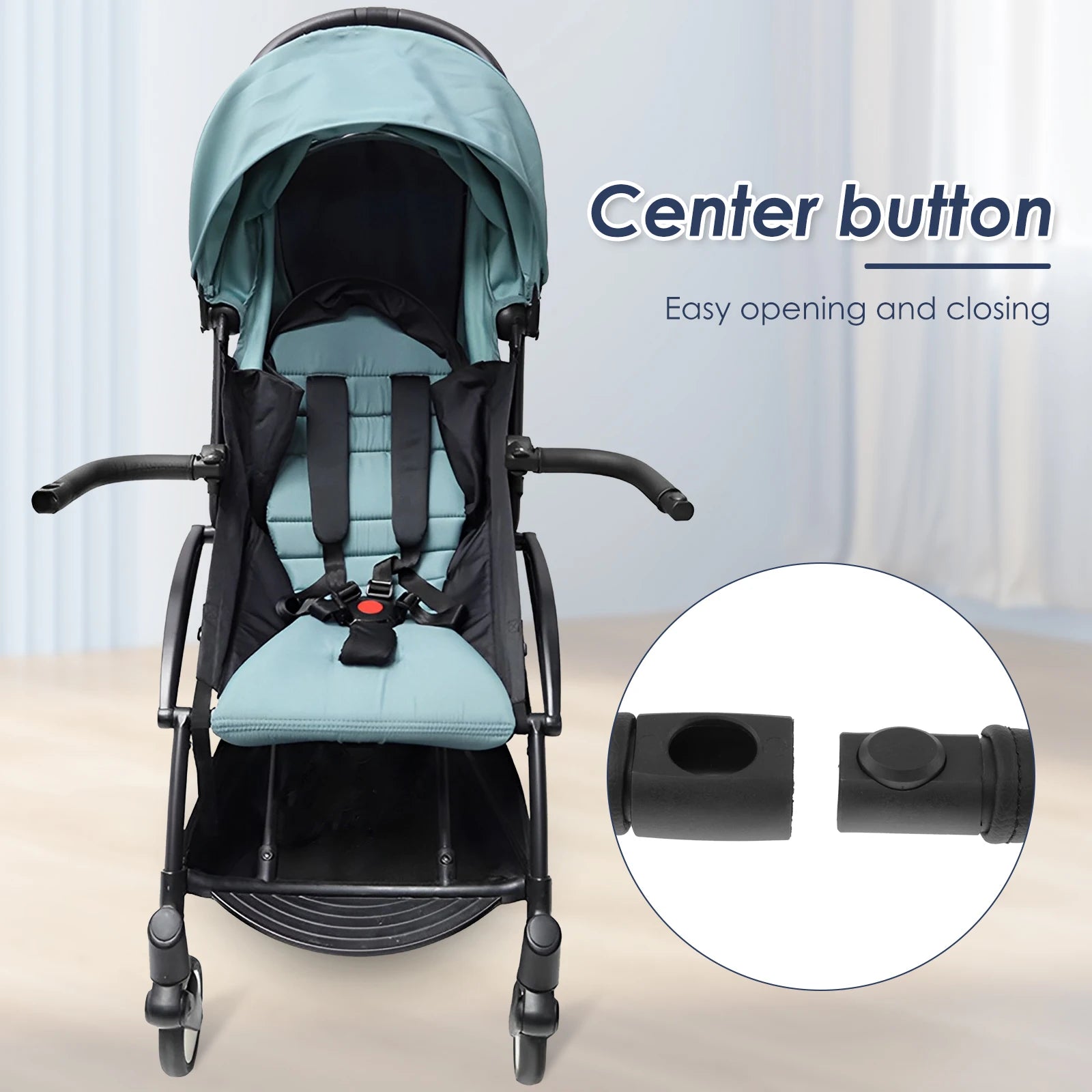 Stroller Bumper Bar Adjustable Angle Replacement Armrest Detachable Handlebar Crossbar Stroller Accessory with Smooth Leather Zpaxo