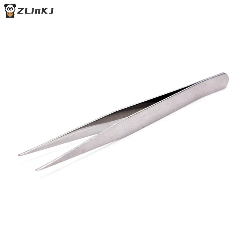 ▶2Pcs Stainless Steel Straight Elbow Tweezers Set Zpaxo