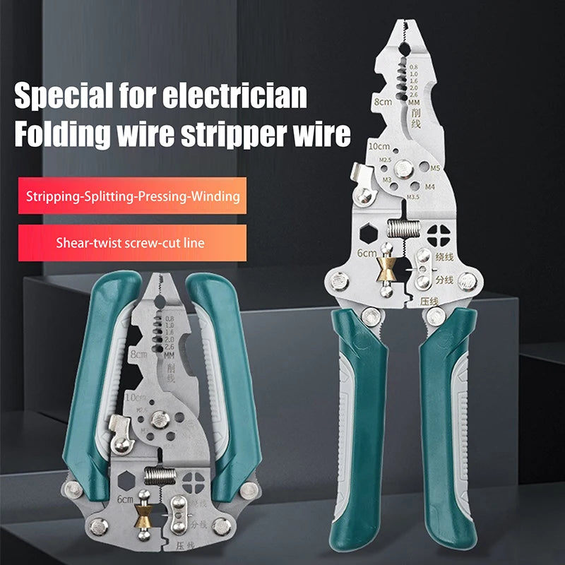 Multifunctional Foldable Wire Stripper Crimper Cable Cutter Pliers Zpaxo