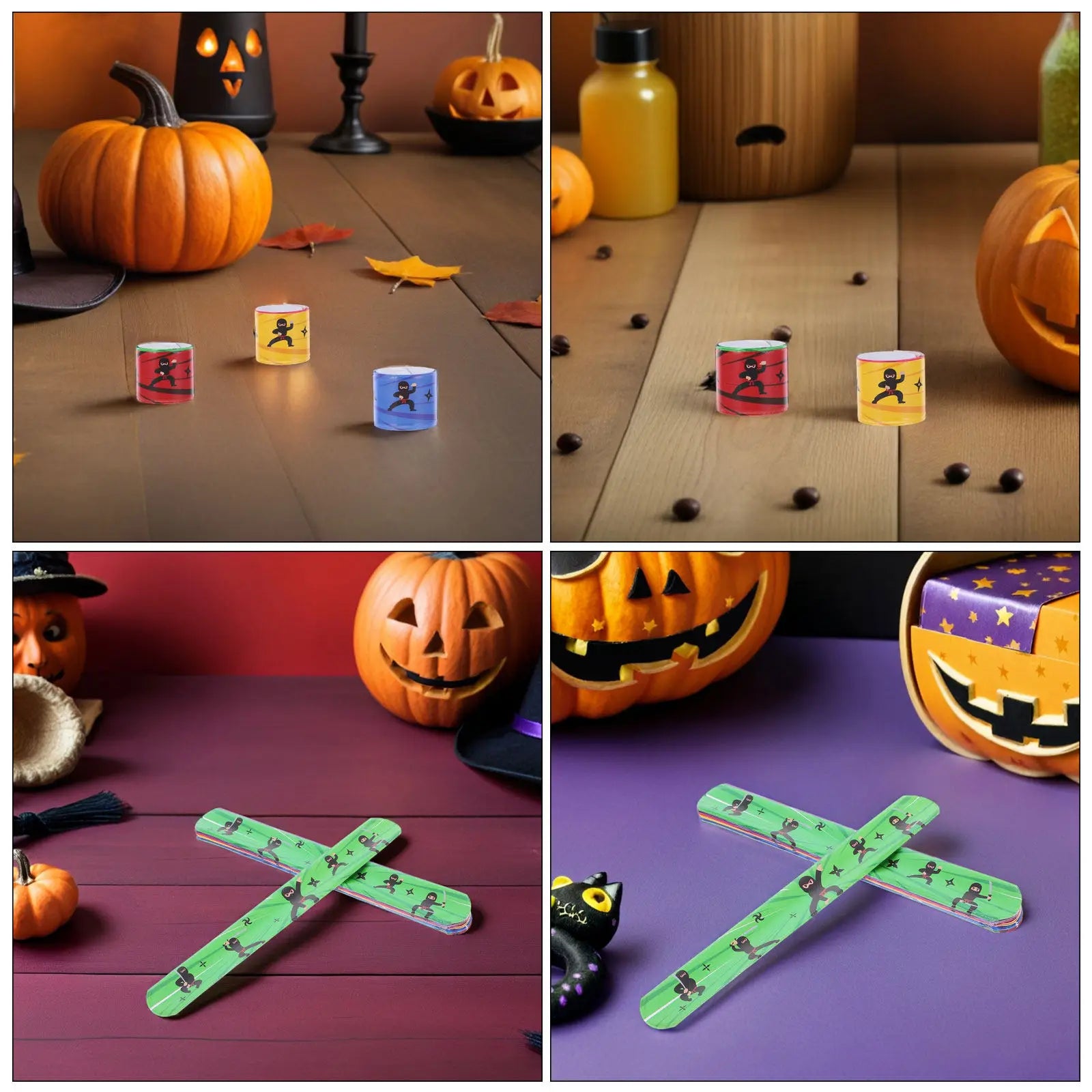 Halloween Ninja Slap Bracelets Bulk Snap Wrist Bands DIY Silicone