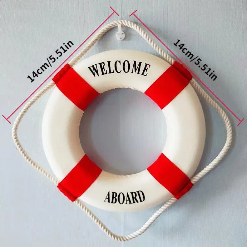 Nautical Red Blue Life Buoy Statue Room Decor Home Scene Desktop