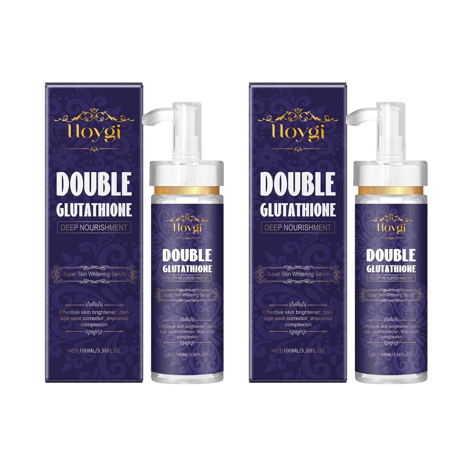Double Glutathione Serum Lightens Dark Spots Even Skin Tone Skin Radiant Moisturizing Hydrating Smoothing Brighten Skin Care Zpaxo 2 x 100ml Boxed