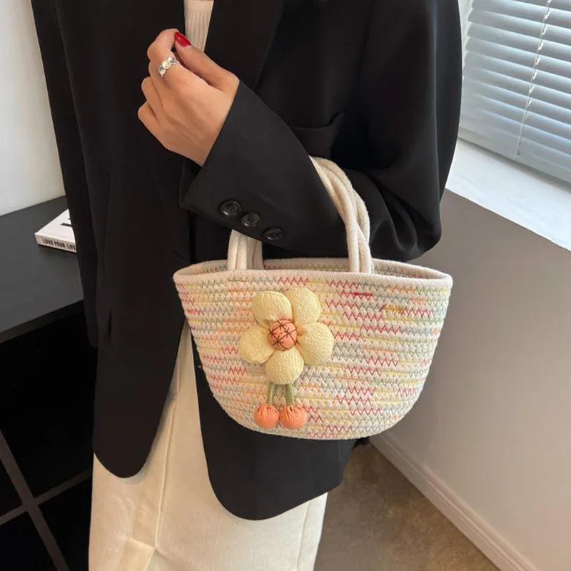 Wickerwork Tote Bag Women Hand Niche Design Casual Woven Rope Handbag Zpaxo