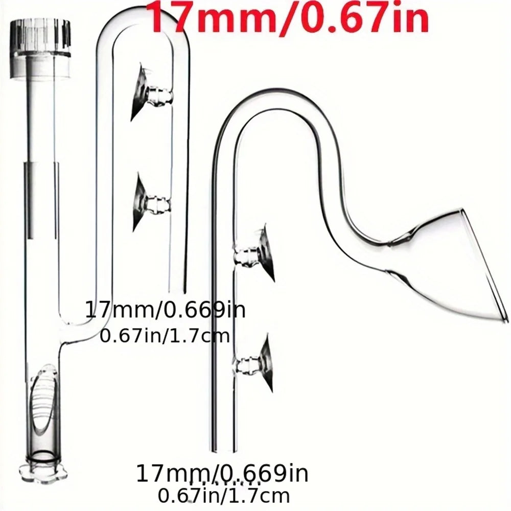 Clear Glass Lily Pipe Outflow Skimmer Inflow Suction Cup Aquarium