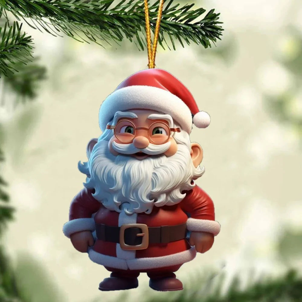2D Santa Claus Acrylic Christmas Tree Hanging Ornament Christmas Ornament Zpaxo