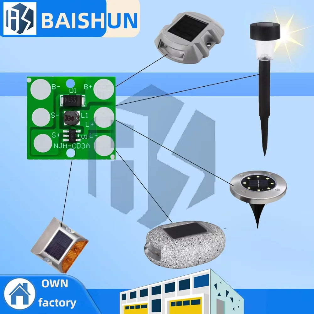 1 2V Solar Lawn Light Controller Board Ni-MH Battery Road Lamp Zpaxo