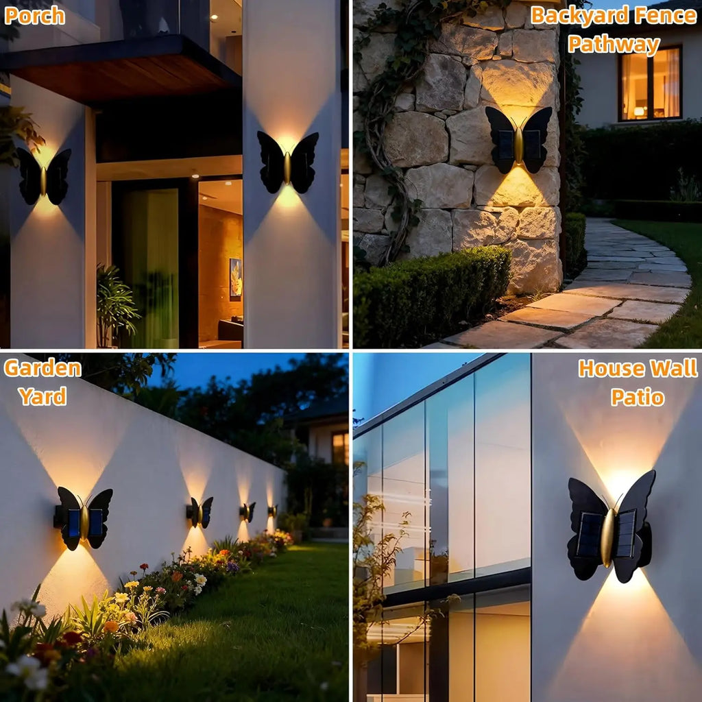 Solar Butterfly Wall Light Outdoor Modern Minimalist Design Stair
