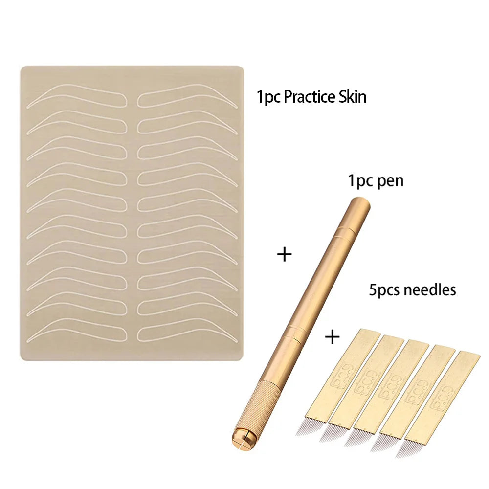 Golden Tebori Pen Manual Microblading Tattoo 12 Pins Needles Tatoo Zpaxo Skin-pen-5pcs Needle