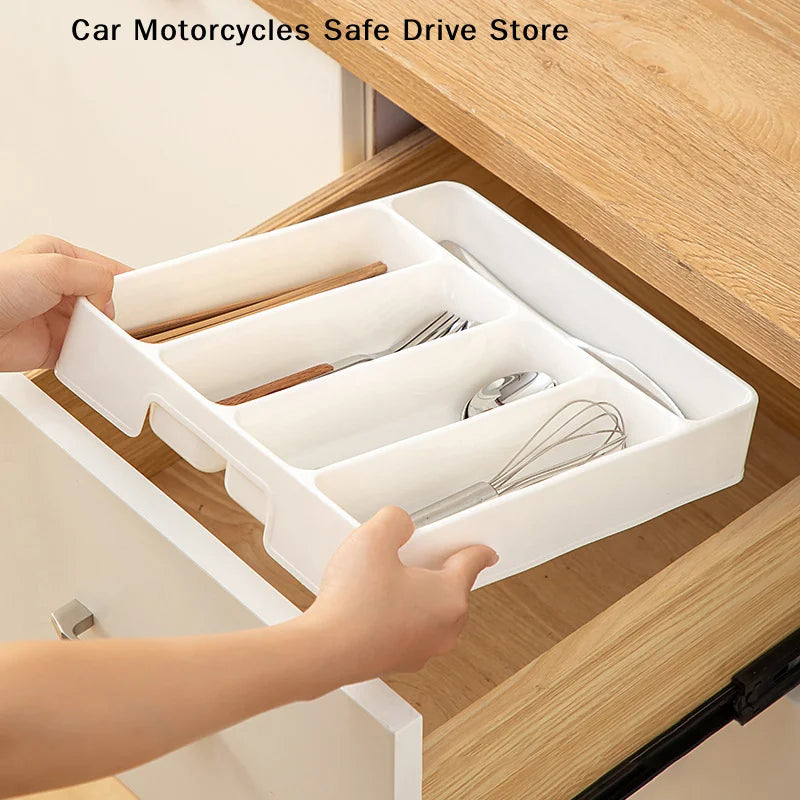 4 5 Compartment Cutlery Tray Rectangle Kitchen Drawer Organizer Spoon