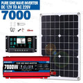 SOECOPO 7000W Portable Solar System Kit 500W Panel Pure Sine Wave Inverter 12V To 110V/220V 100A Controller for Camping Home Zpaxo 12V To 220V 50Hz