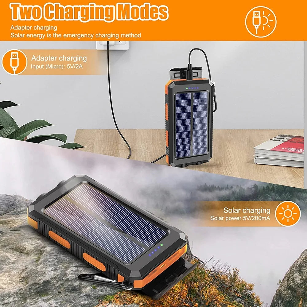 Solar Power Bank 80000mAh Portable Charging Poverbank External Zpaxo