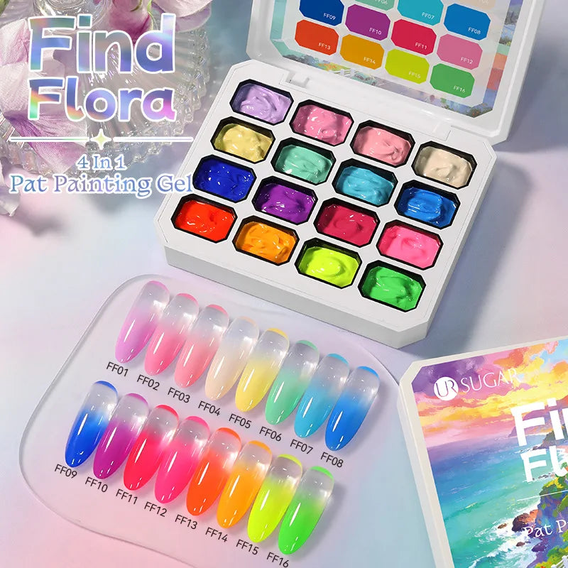 4 in 1 16 Grid Pat Painting Gel Nail Polish Gradient Effect Nail Art Salon Design Long-Lasting Creamy Texture Smooth Application Zpaxo 16 Palace Grid 01
