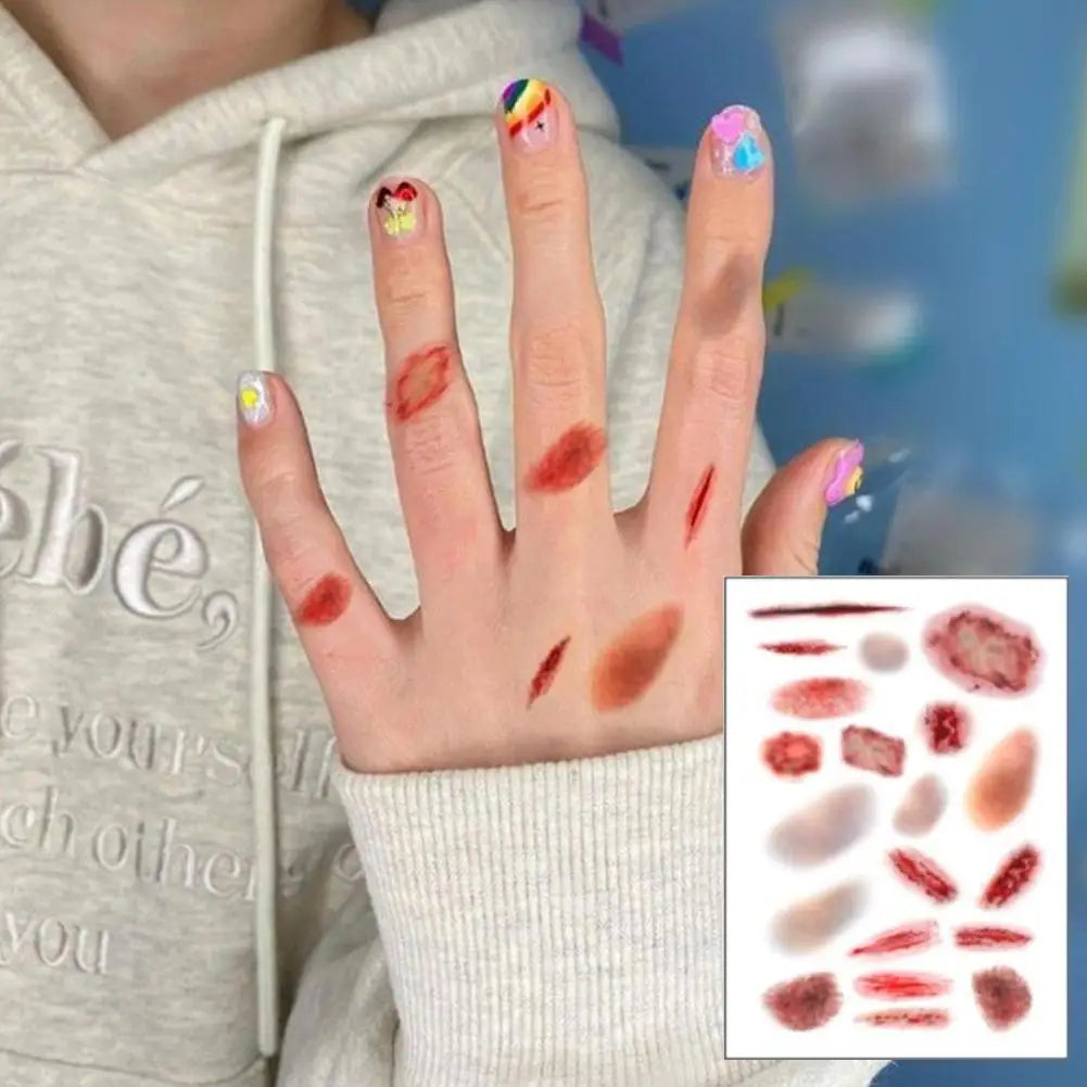 Halloween Wound Scar Temporary Tattoo Stickers – Fake Blood Temporary Tattoo Stickers Zpaxo
