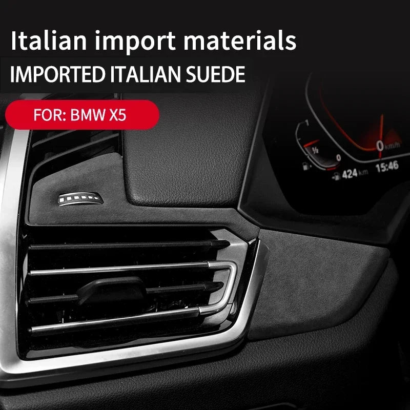 Alcan tara Suede Car Center Console Dashboard Instrument Panel Decoration Strip Stickers For BMW X5 2019 2020 2021 2022 2023 Zpaxo