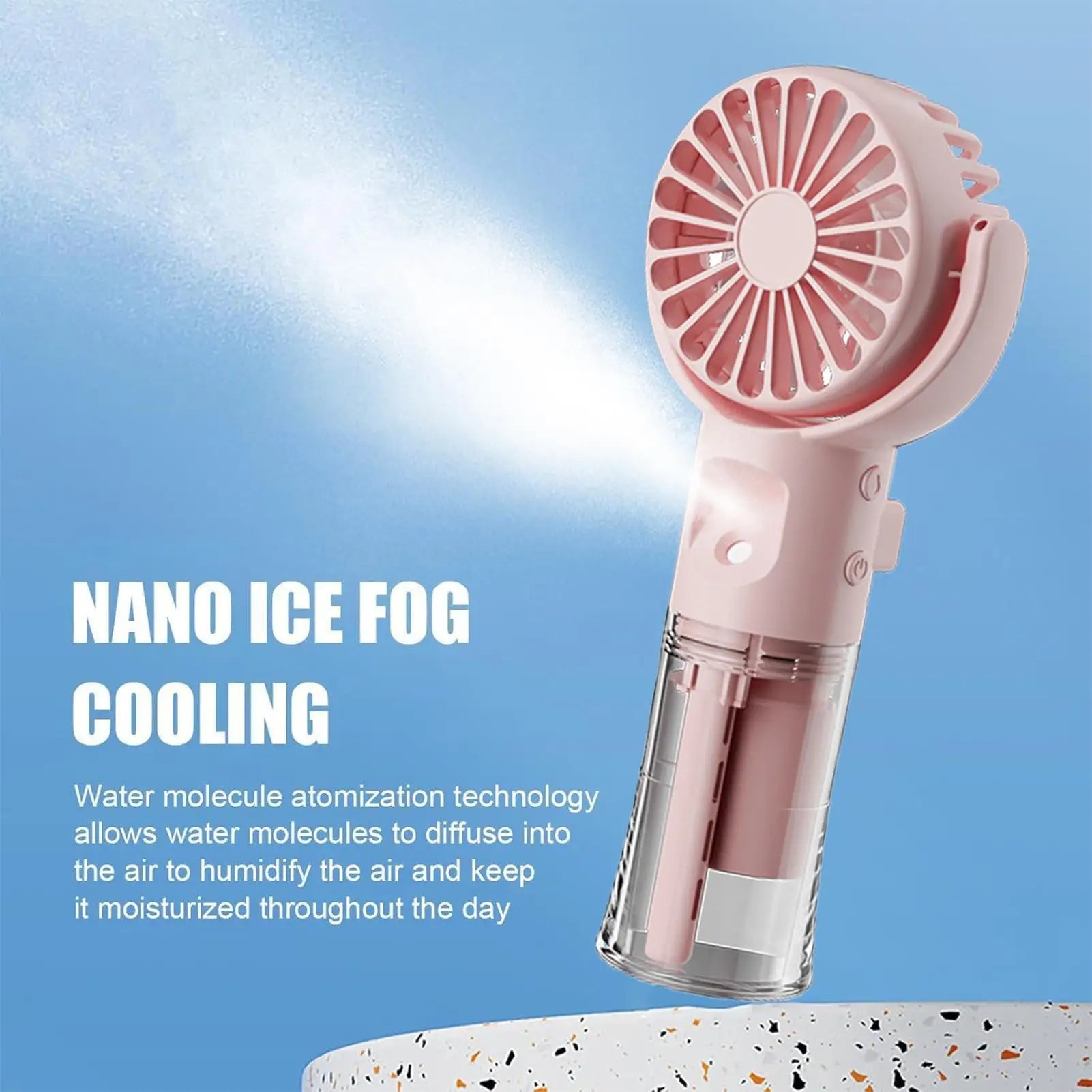 Handheld Spray Fans USB Rechargeable Portable Misting Fan 4-speed