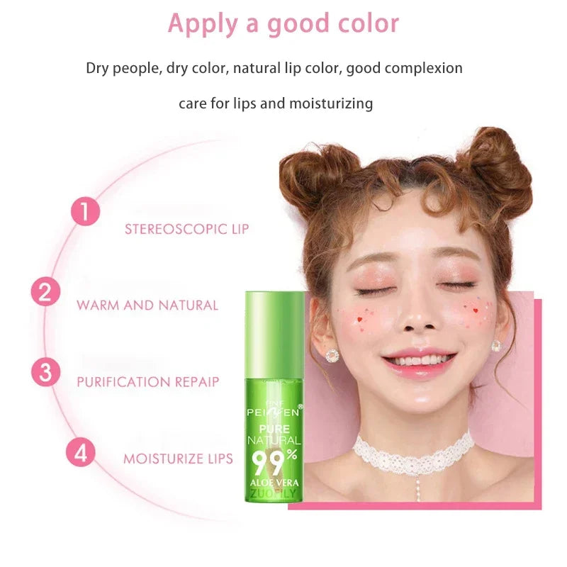 1PCS Moisturizing Natural Aloe Essence Lip Gloss Changable Color Portable Waterproof Long Lasting Nutritious Lips Care Lipstick Zpaxo