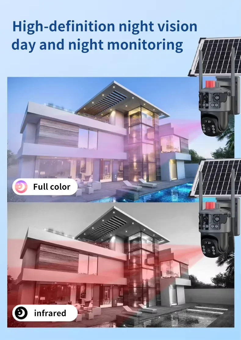 Wireless Solar Powered Security Camera V380 3MP Wifi Outdoor IP Cam Zpaxo
