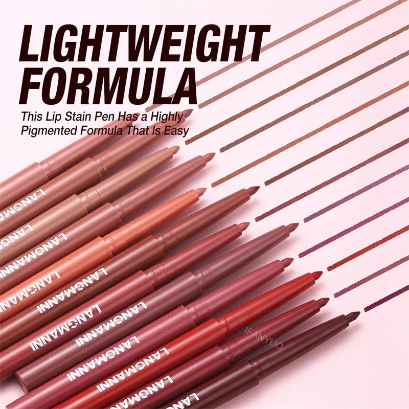 12 Colors Waterproof Lip Liner Pencil Matte Red Brown Plumping Lip Stain Long-Lasting Smooth Perfect Outline & Filling Lips Zpaxo