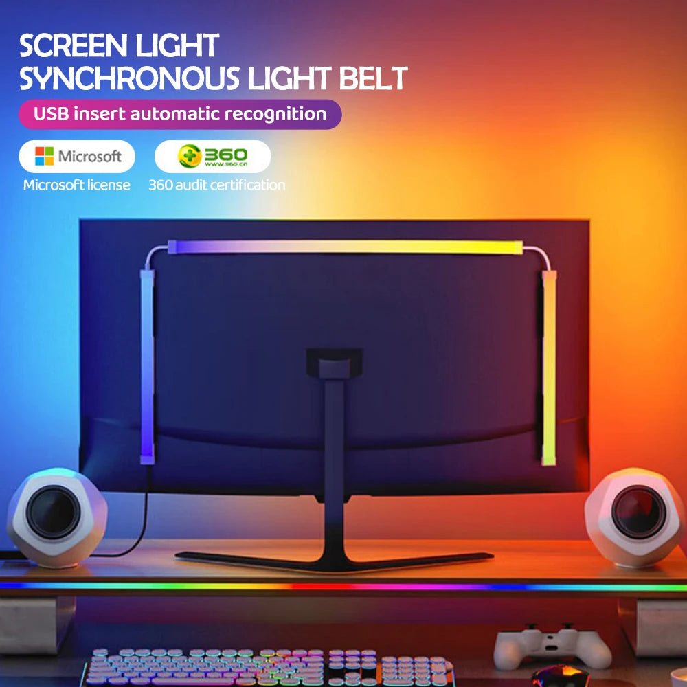 RGB Gaming Light Sync Strip Screen Backlight with Smart APP Control Ambient Lighting DIY Color Modes Computer Game Room Zpaxo