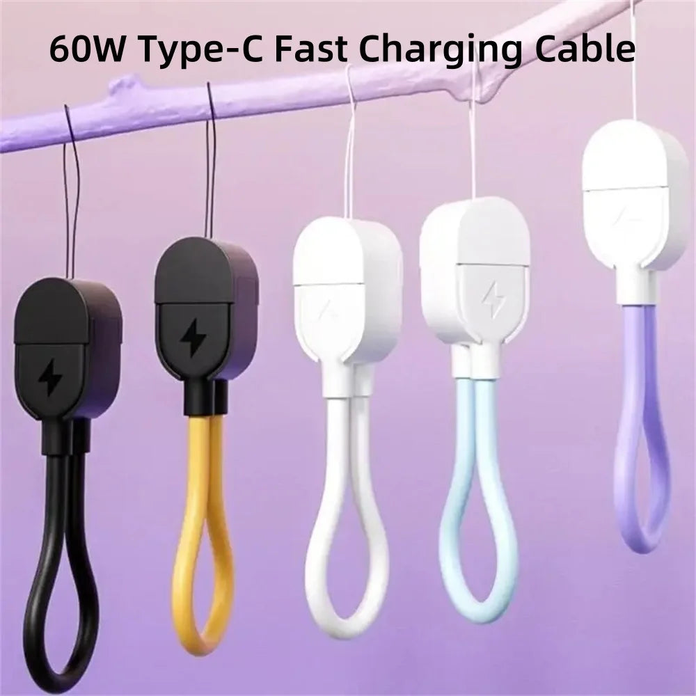 60W USB-C to USB-C Fast Charging Keychain Cable – 16cm USB-C Charging Cable Zpaxo