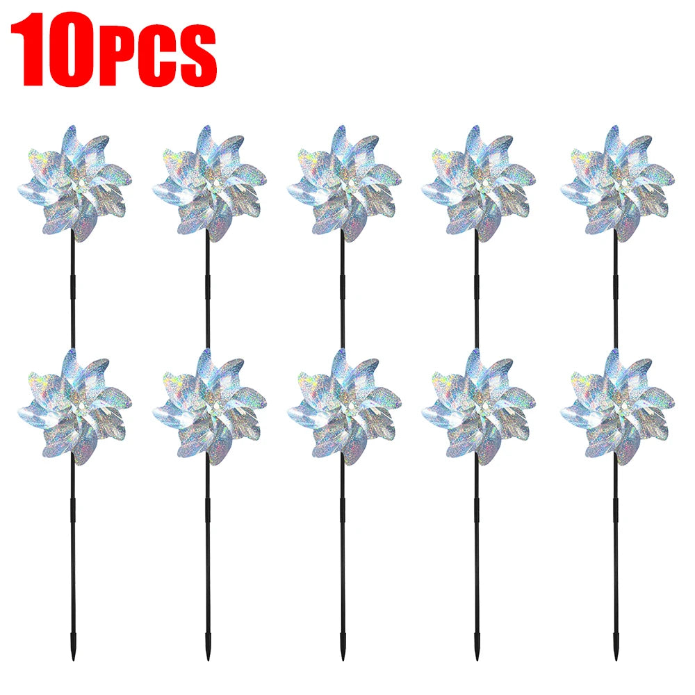 2 Windmill Bird Repellent Garden Decorations Colorful Wind Spinner Zpaxo 10pcs Silver A