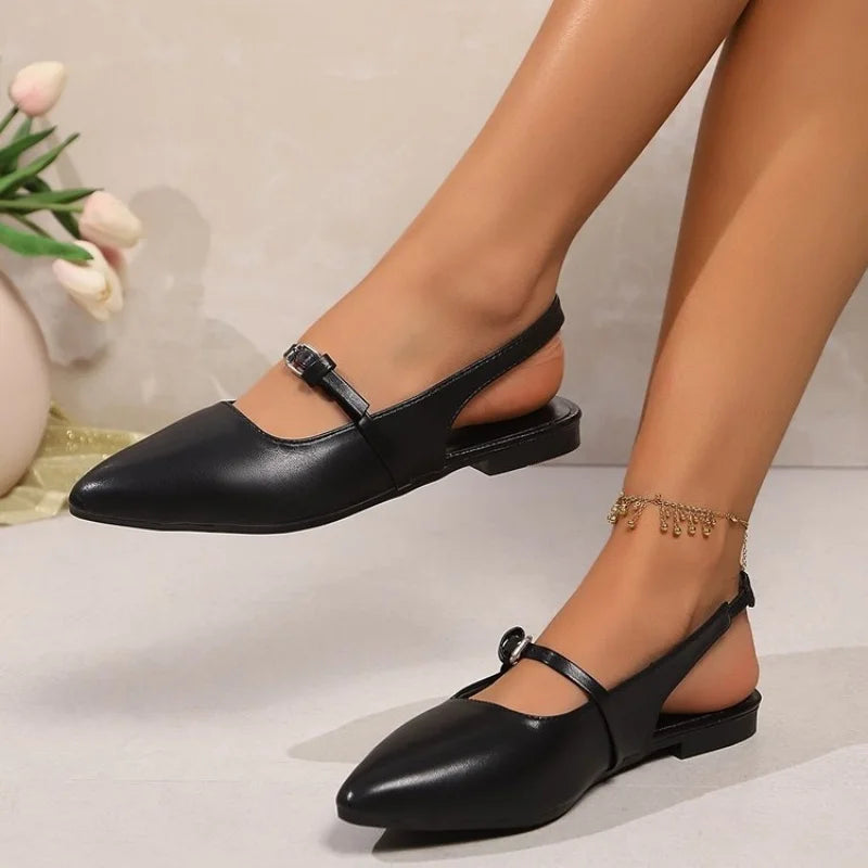 Summer Women's Flat Bottom Slingback Sandals Woman Leopard Pointed