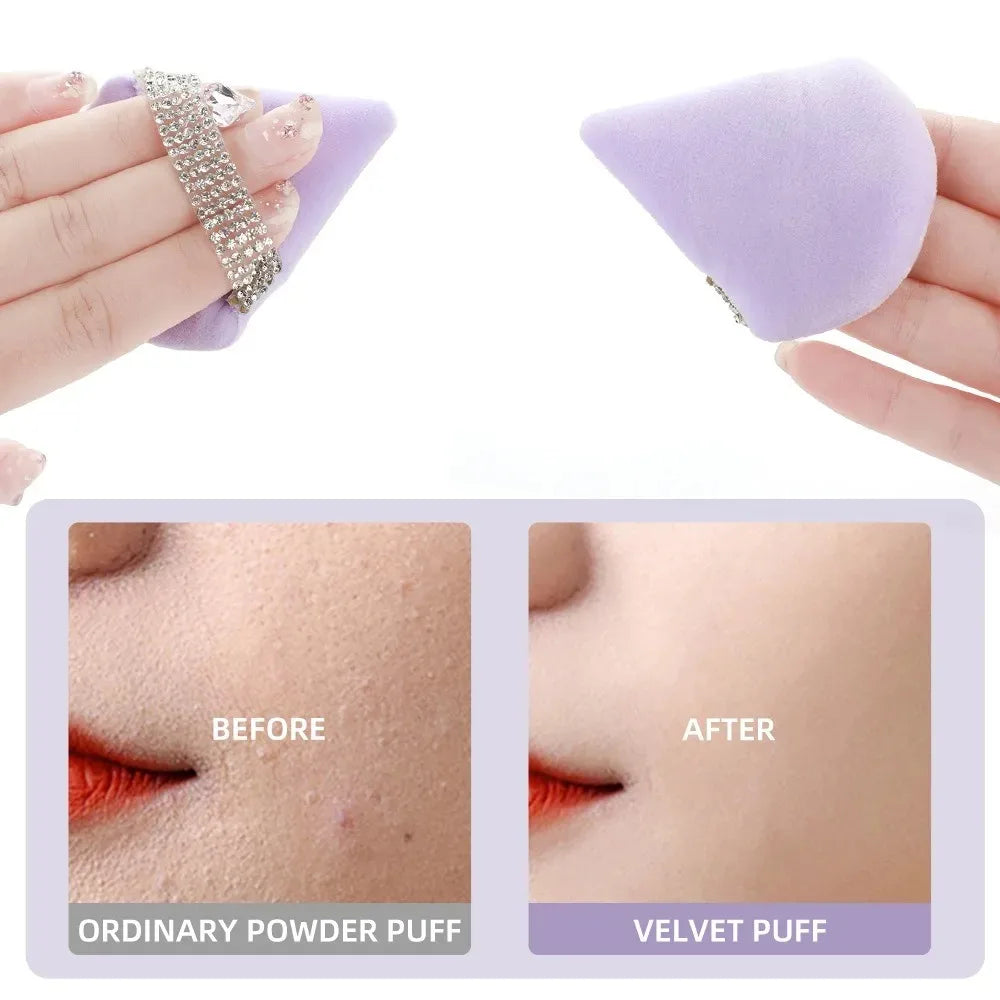 3Pcs Pink Triangle Powder Puff Face Soft Makeup Tool Sponge Velvet Soft Smooth Facial Beauty Makeup Black Sponge Accessories Zpaxo