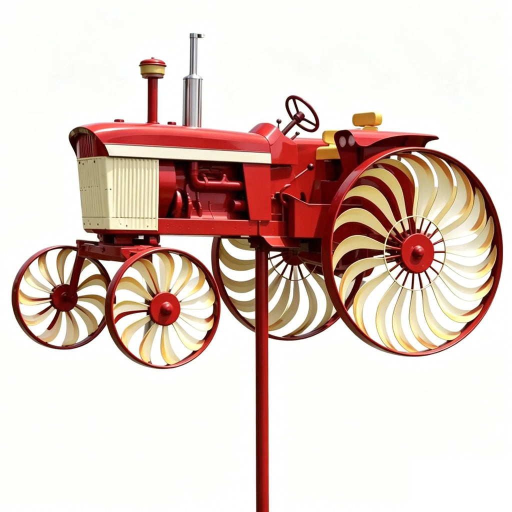 Outdoor Tractor Wind Spinner Rotating Wheels Decorative Windmill