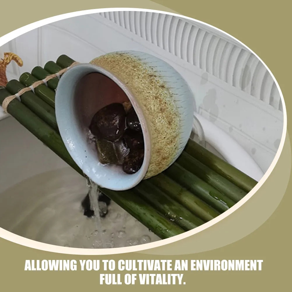 Fish Tank Bamboo Raft Aquarium Decor Bamboo Board Flowing Water Fountain Ornament DIY Landscaping Accessory Oxygenation Support Zpaxo