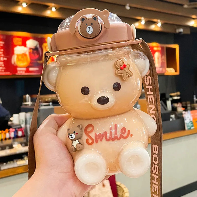 Hot 1000ml Cute Bear Cup Various Modes of Tumbler with Straw Kawaii Water Bottle for Girl Kid Outdoor Drinking Kettle Zpaxo