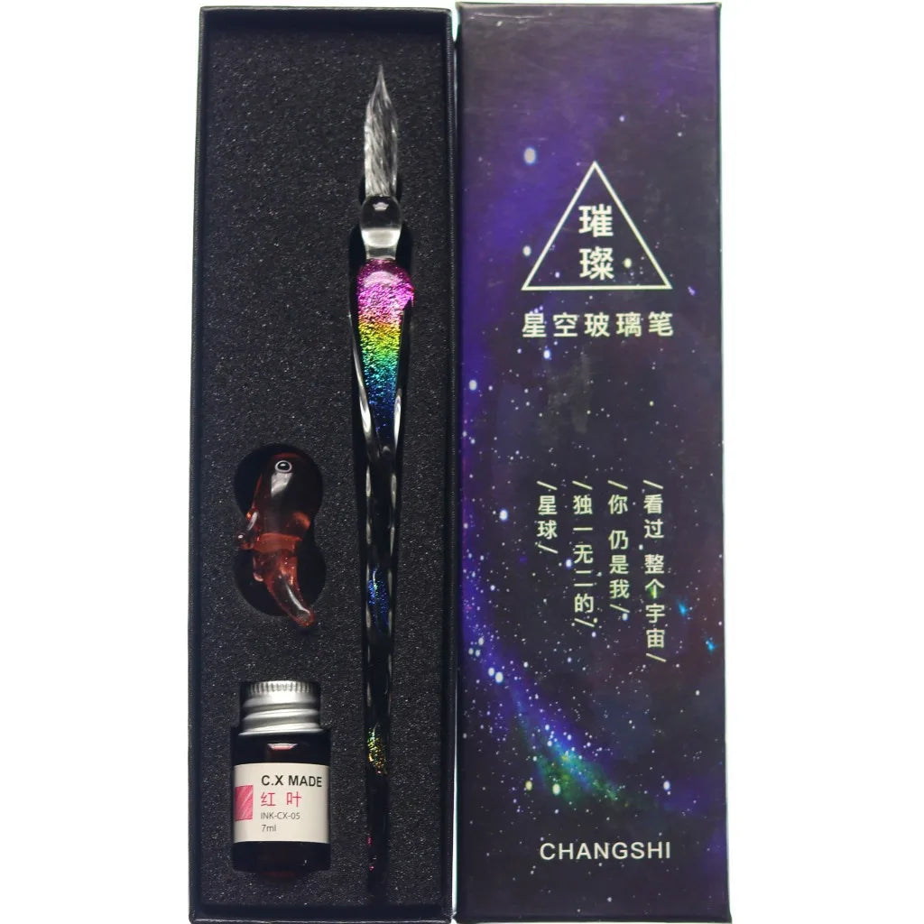 Star Glass Dip Pen Set – Gold Ink Gift Box | Creative Writing