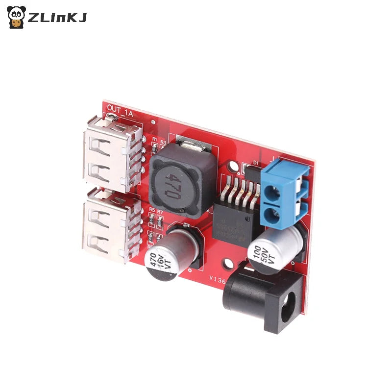 ▶DC 9V 12V 24V 36V To 5V 3A Double USB Charge DC-DC Step-down Converter Car Charging Solar 3A Voltage Regulated Power Module Zpaxo