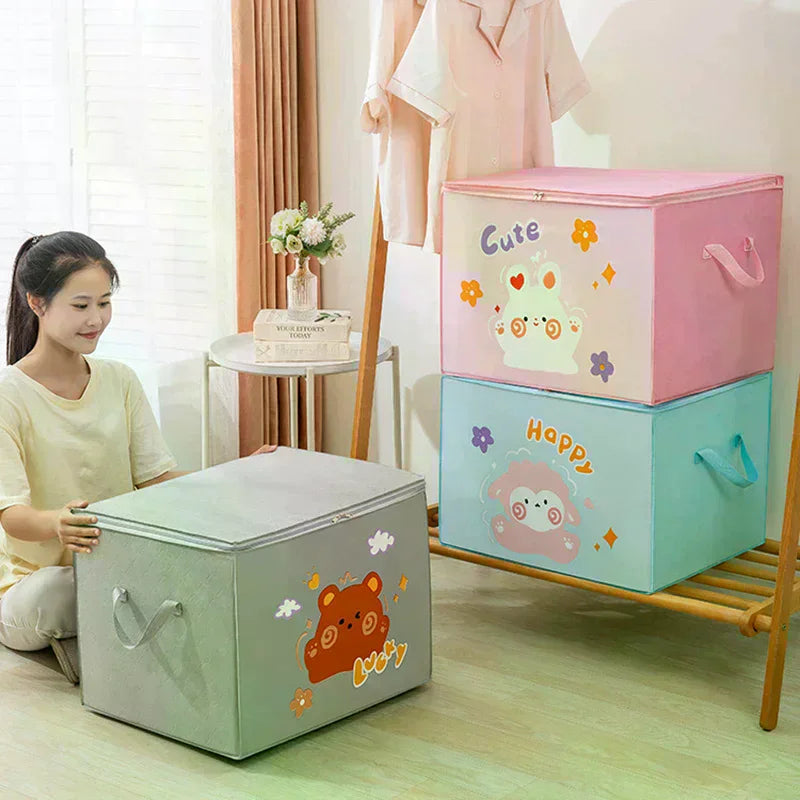 Bins Cube Folding Toys For Cartoon Animal Nursery Toy Storage Box Felt Cloth Fabric Storage Basket Kids Toys Organizer Box Zpaxo