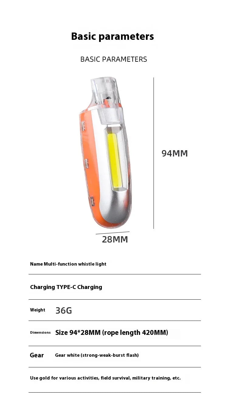 COB LED Whistle Keychain Flashlight – 300 Lumen Portable Light