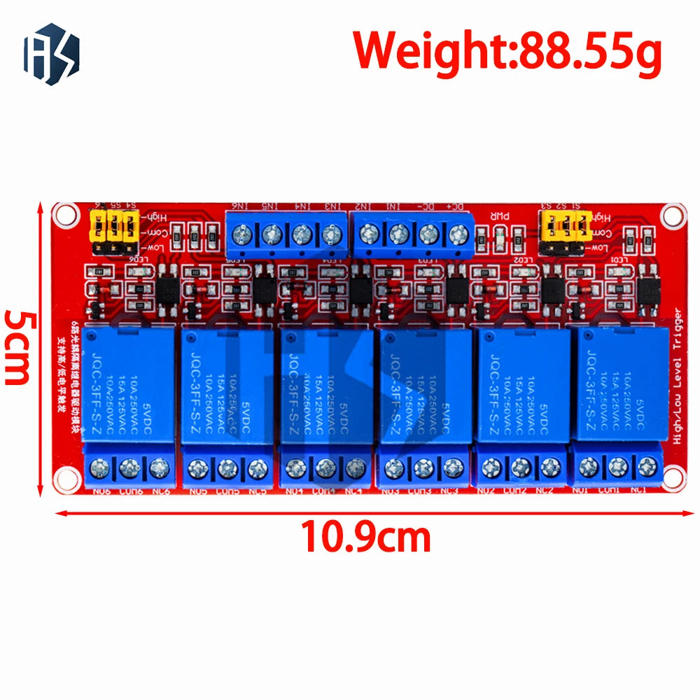 5V 12V 1-8 Channel Industrial Relay Module, Optocoupler Isolated High/Low Trigger Red Shield for Arduino Zpaxo