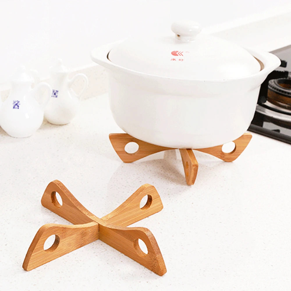 1 PC Bamboo Cross Pot Stand Trivet Pan Rack Heat Insulation Anti-Heat Wooden Cup Dish Holder Kitchen Gadget Zpaxo