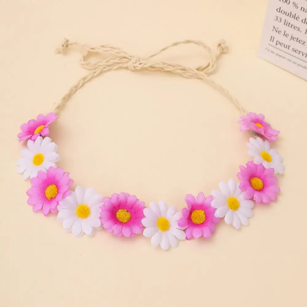 Bohemian Style Flower Headband Flower Decoration Braided Band Sunflower Hair Band Adjustable Rope Multicolor Sunflower Headband Zpaxo