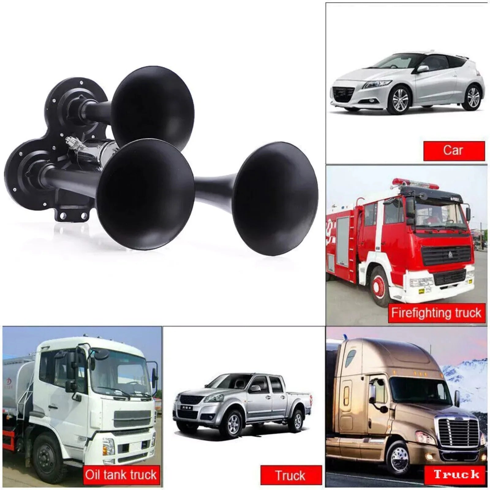 135dB Car Horn DC 12V 24V Air 3 Trumpets Train Horns Trucks Boats