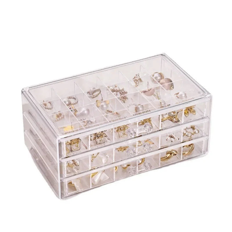 Earring earring storage box, jewelry storage box, 5 drawers transparent jewelry display rack, with 120 small lattice jewelry box Zpaxo Clear 72 grids