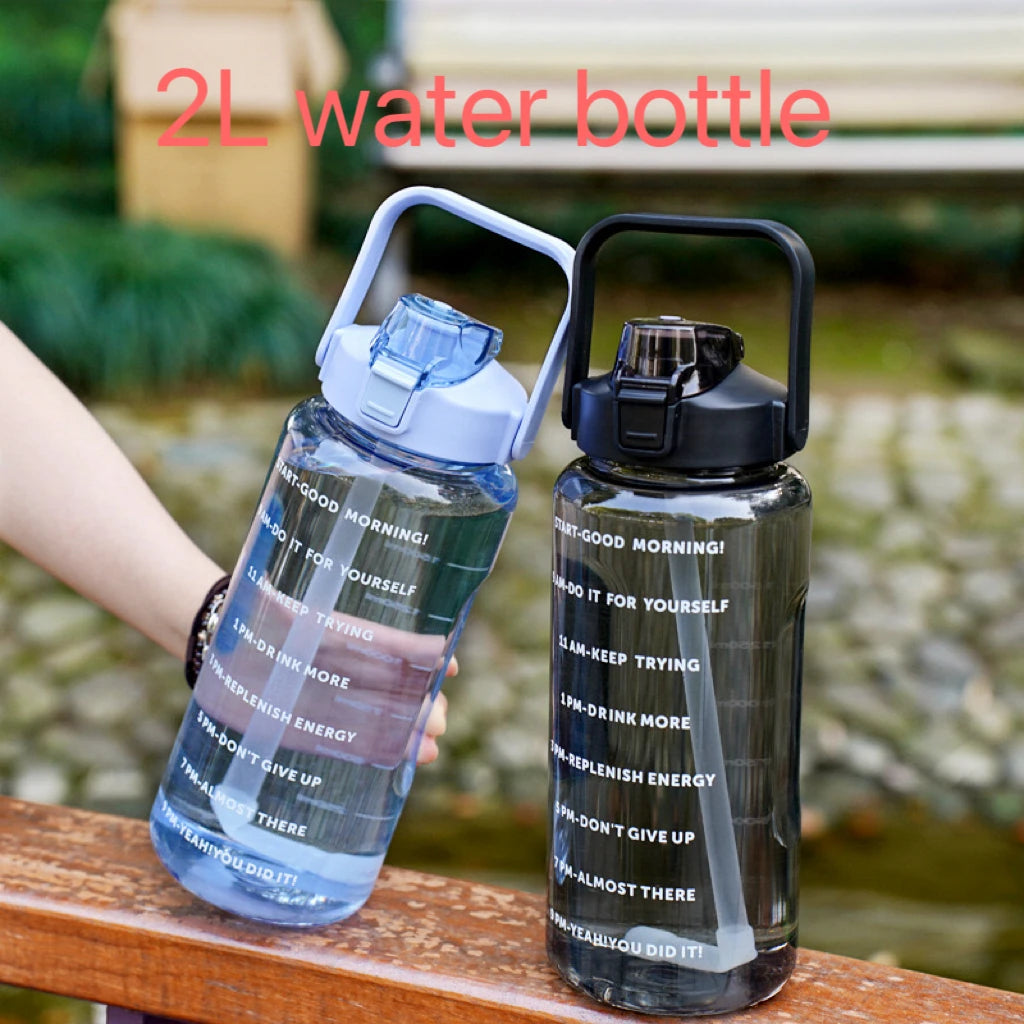 Portable Water Bottle Large Capacity Plastic Straw Cup Drink Time