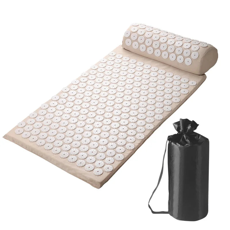 Massager Mat Shakti Mat Massage Yoga Mat Acupressure Relieve Stress Back Body Pain Spike Mat Acupuncture Massage Cushion Zpaxo bag different white