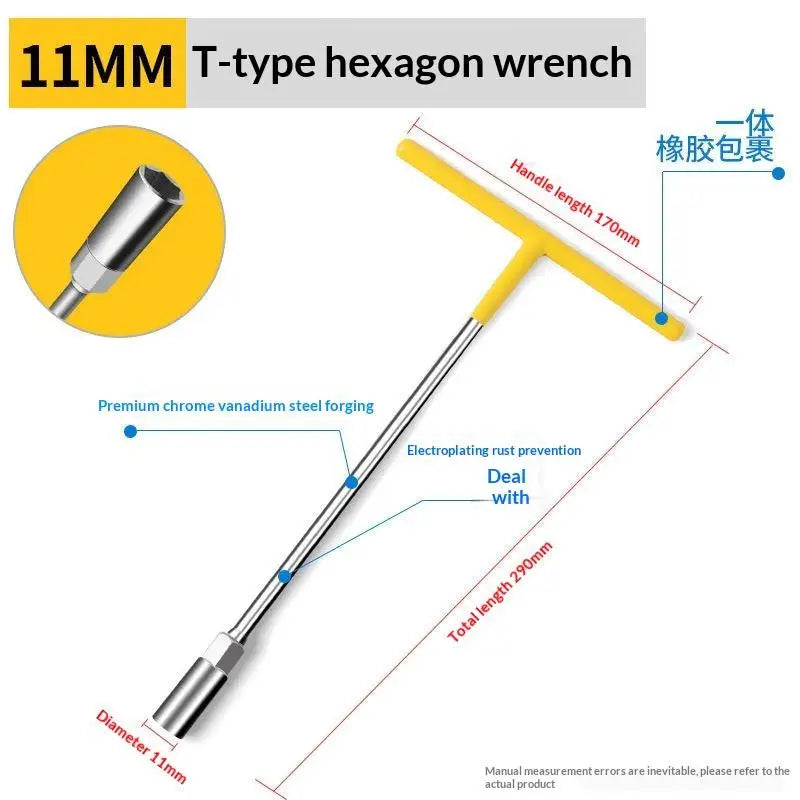 T-type Socket Wrench Set, T-shaped Extended Hex Wrench, Rubber-coated Car And Motorcycle Tire Repair Tools Zpaxo A6